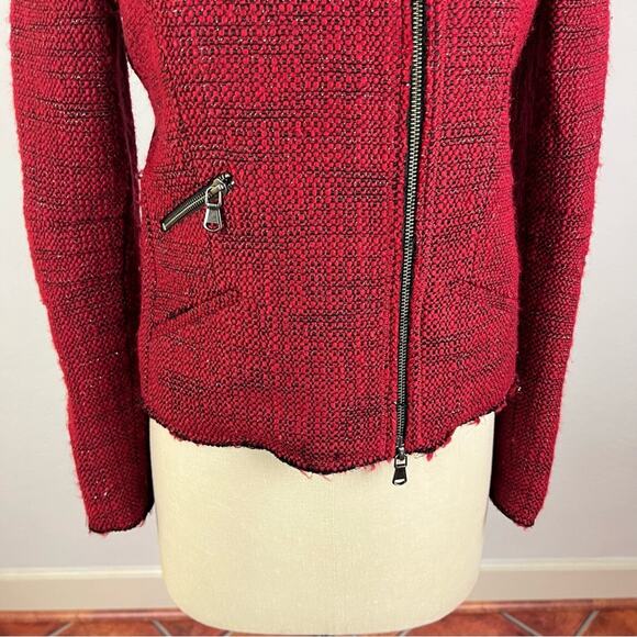 Rebecca Minkoff Red Tweed Zip Jacket - Picture 4 of 9